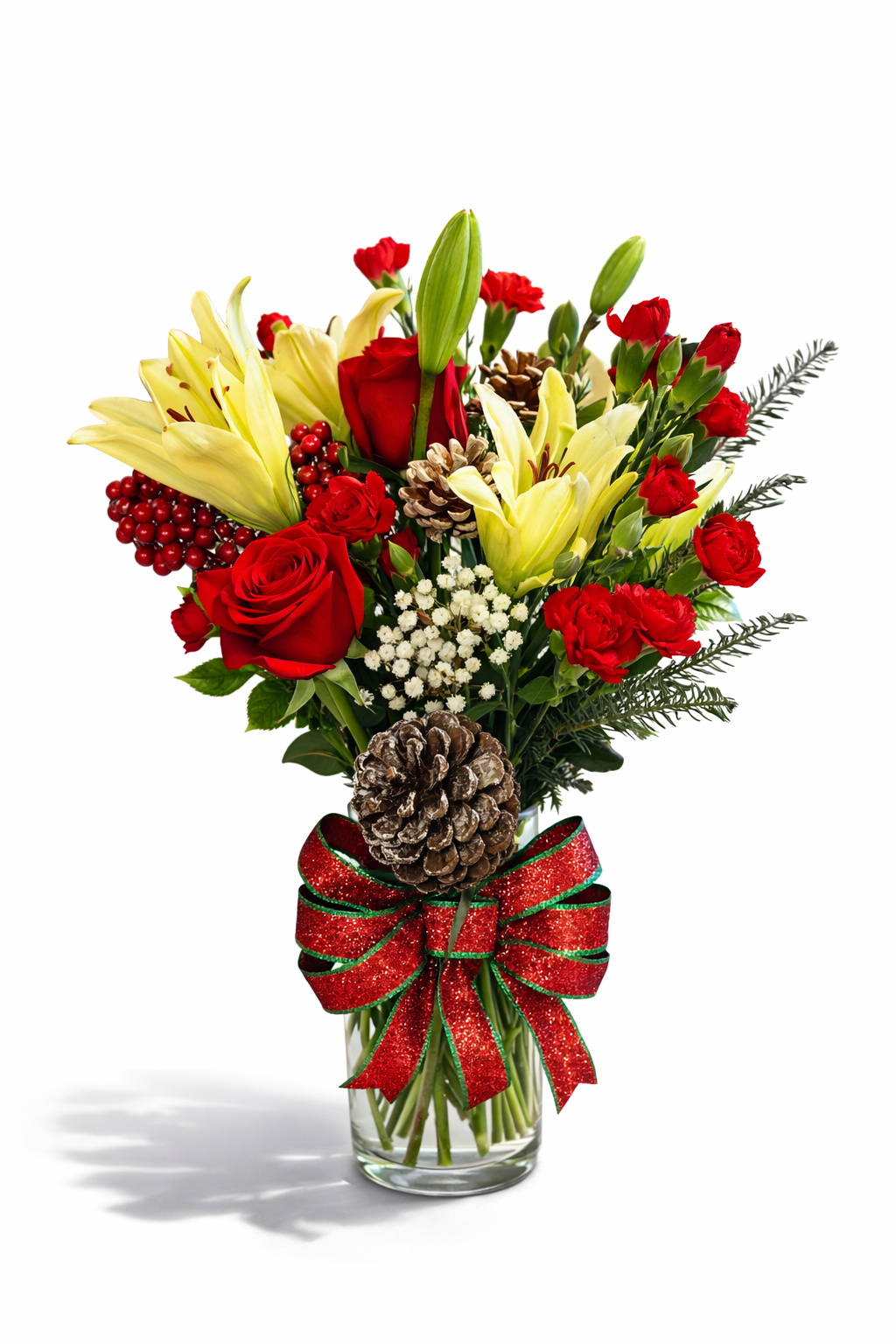 Festive Red & Lily Bouquet